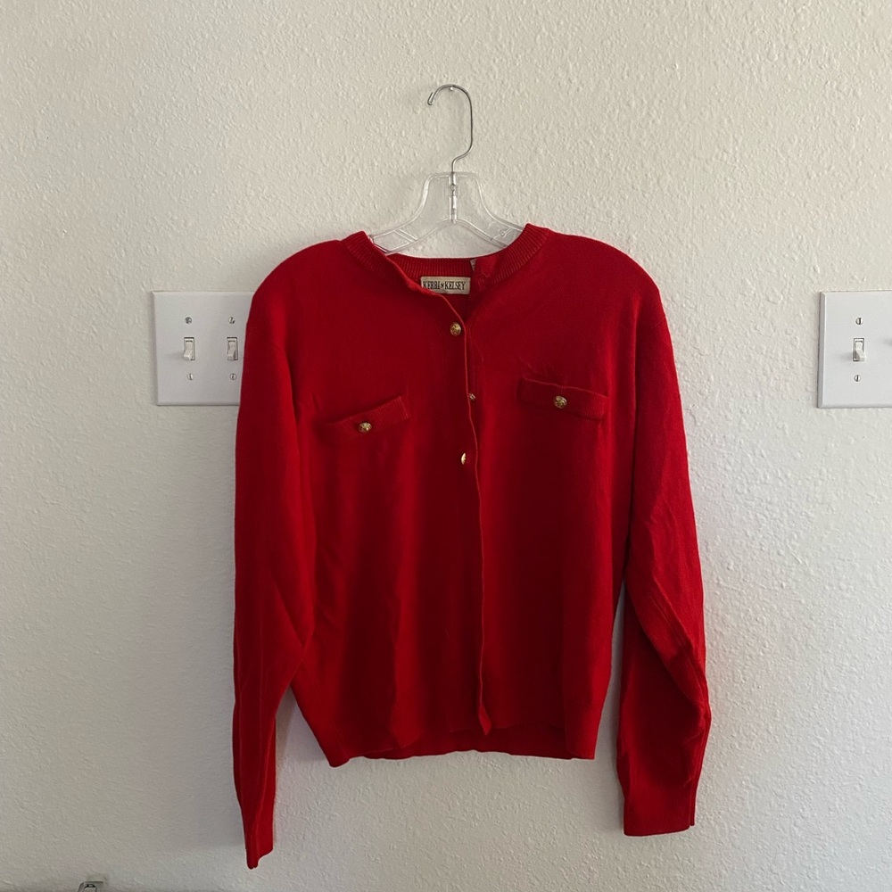 Vintage Red cardigan with gold buttons